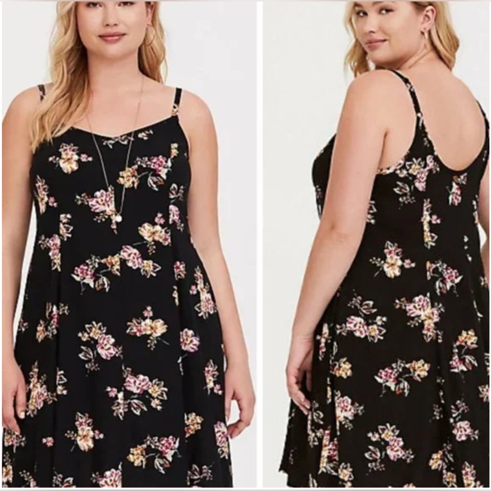 Torrid Black Floral Mini Dress